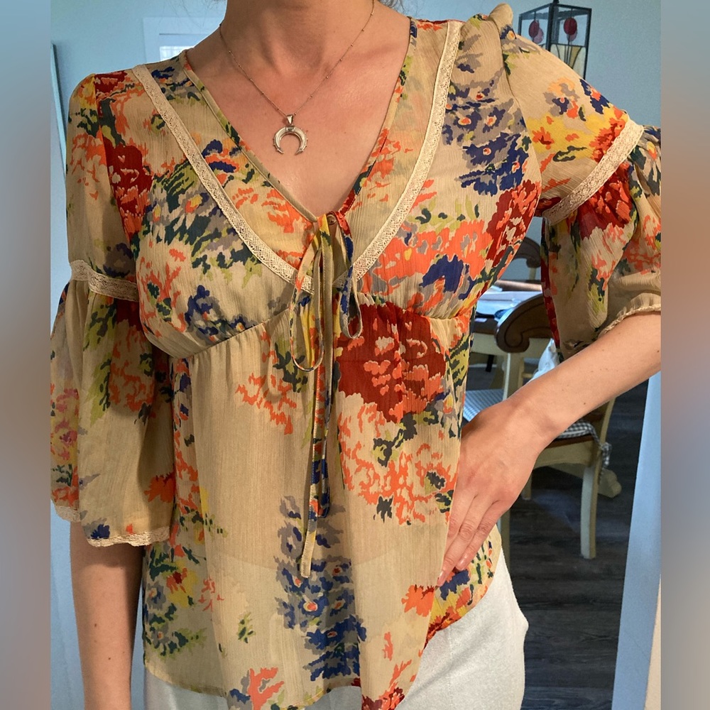 𝅺RALPH LAUREN DENIM & SUPPLY FLORAL PEASANT TOP - Size Small